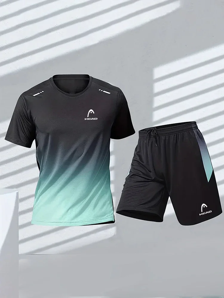 HEAD camiseta y pantalones cortos deportivos de verano para hombre, camiseta de manga corta para tenis, pantalones cortos de bádminton para entrenamiento de fútbol