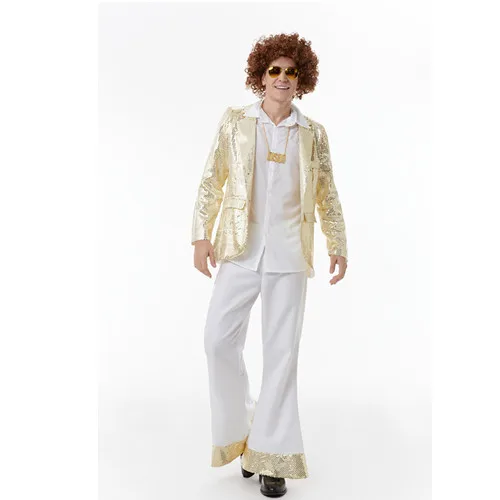 Halloween Costume Adult Retro 70's Disco Sequin Couple Costume Bar Club Costume