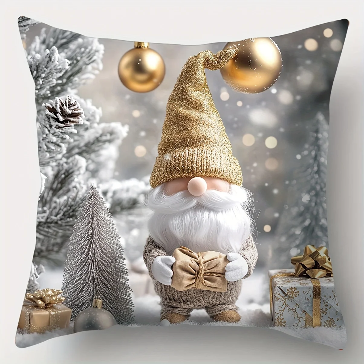 

4pcs Winter Fantasy Fairy Tale Pillow Cover for Babies, Machine Washable Christmas Season Home Decoration Gift