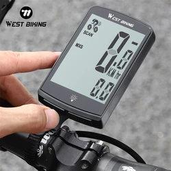 WEST BIKING Wireless Cycling Computer 3.4 Inch IP64 Waterproof Bicycle Speedometer USB Charging Bike Backlight Hub Speed Sensor