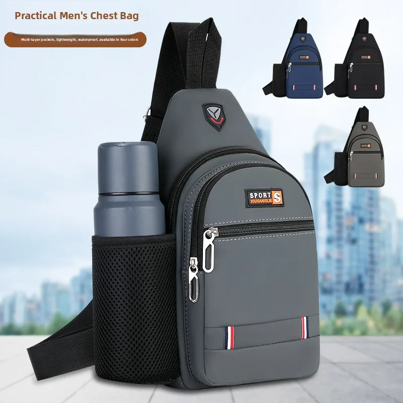 

Men's Crossbody Chest Bag Simple Personality Casual Single Shoulder Sling Bag Sporty Trendy Brand Multifunctional Small Bag