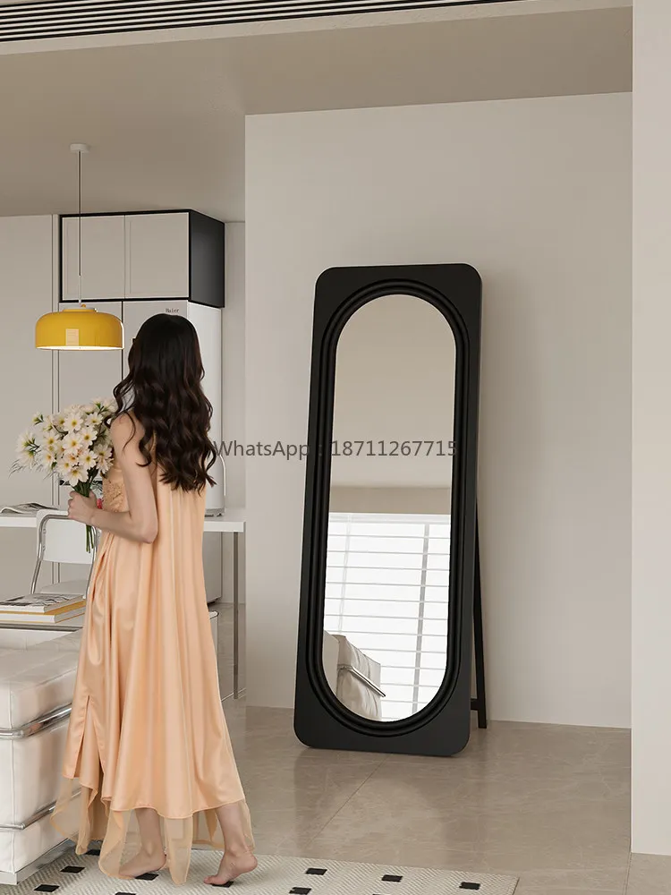 Ins Style Floor Standing Mirror, Wall Mounted Dual Use Large Movable Mirror for Bedroom, High Quality Vanity Glass