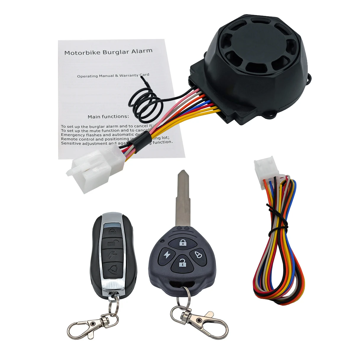 Motorcycle anti-theft alarm 12V key integrated remote control can be modified with ignition finding sensitivity adjustment