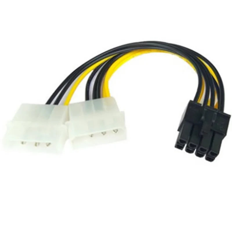 Cabo de Alimentação de Placa de Vídeo, 8 Pin para Dual 4Pin, 180W, Y Shape, 8 Pin, PCI Express para Dual 4 Pin Molex, Cabo de Alimentação Placa Gráfica, 18cm, 1Pc