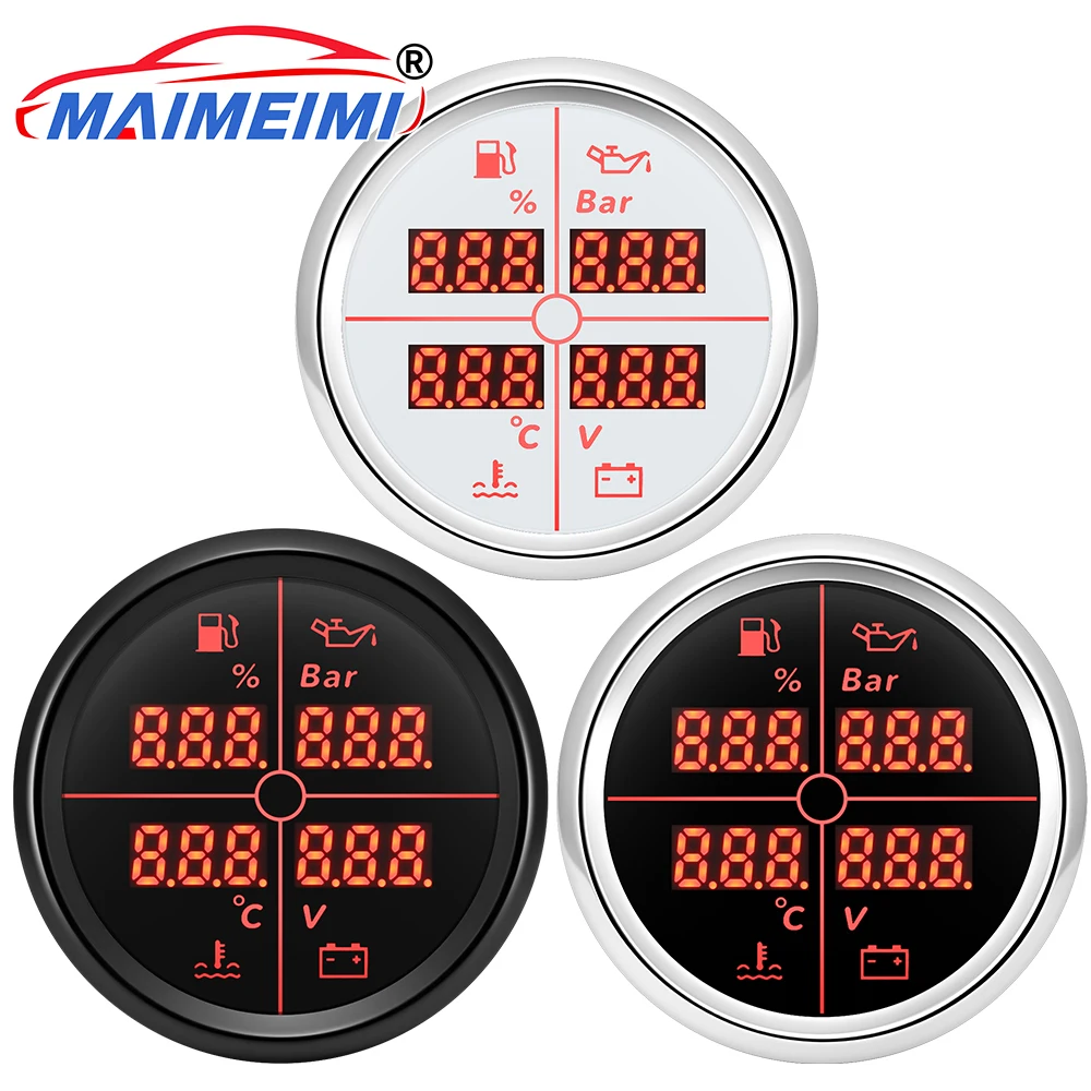 

Многофункциональный прибор 4 в 1: указатель уровня топлива, датчик давления масла, датчик температуры воды, вольтметр с 8-цветной подсветкой для автомобилей и морского транспорта