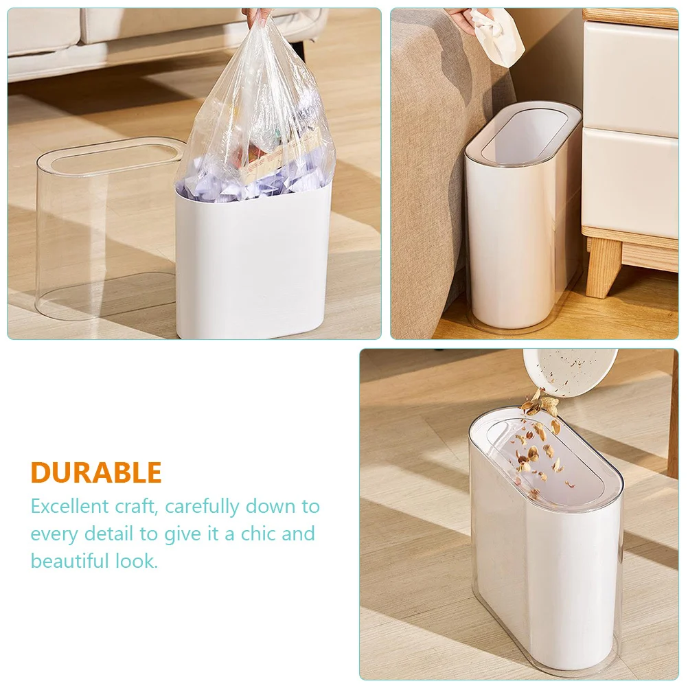 

Slim Bathroom Trash Can Plastic Garbage Container No Lid Narrow Space Waste Basket Nordic Style Home Office Storage Bin