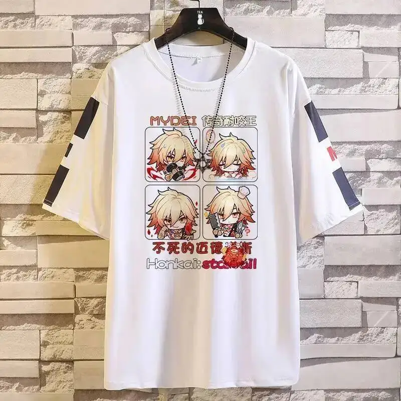 

Аниме-игра Honkai: Star Rail Cos Aglaea Hyacinthia Mydei Castorice и т. д. Унисекс, лето 2025 года, короткая футболка с простым принтом, подарок