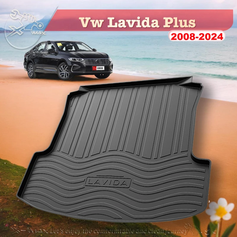 For Vw Lavida Plus Virtus 2008-2024 Fit Car Trunk Mat All Season Black Cargo Mat 3D Shaped Laser Measured Trunk Liners