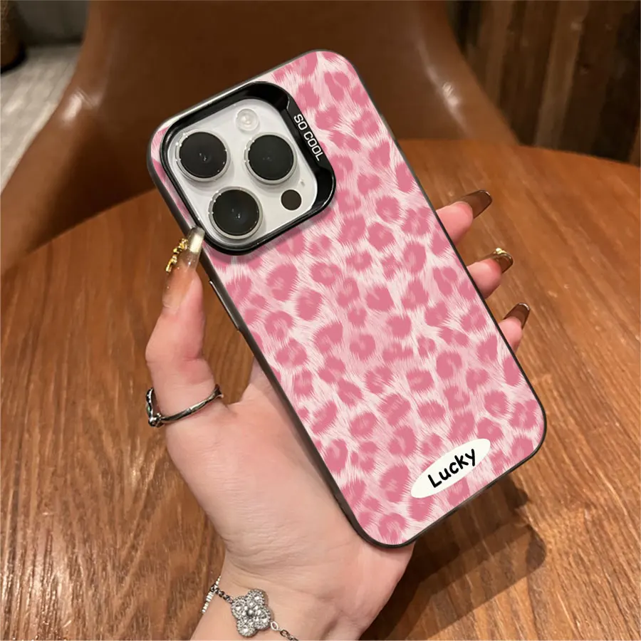 핑크 레오파드 프린트 행운의 아이폰 케이스 (아이폰 17부터 11 프로 맥스 플러스까지)