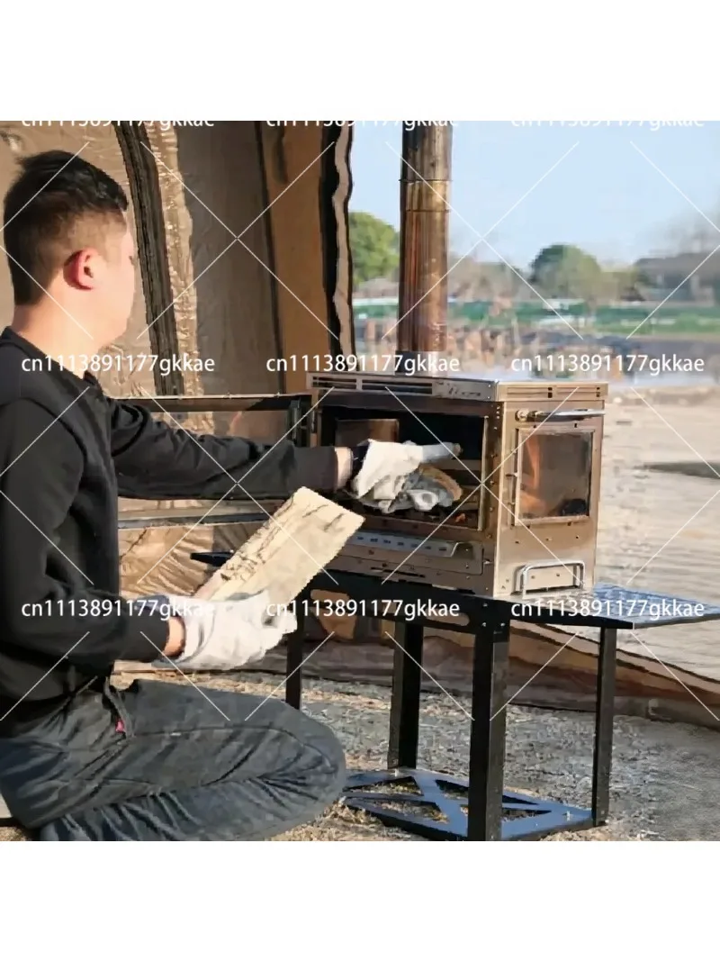 Portable Stainless Steel Wood Burning Camping Stove Multifunctional Outdoor Tent Heater for Hiking Picnic Cooking