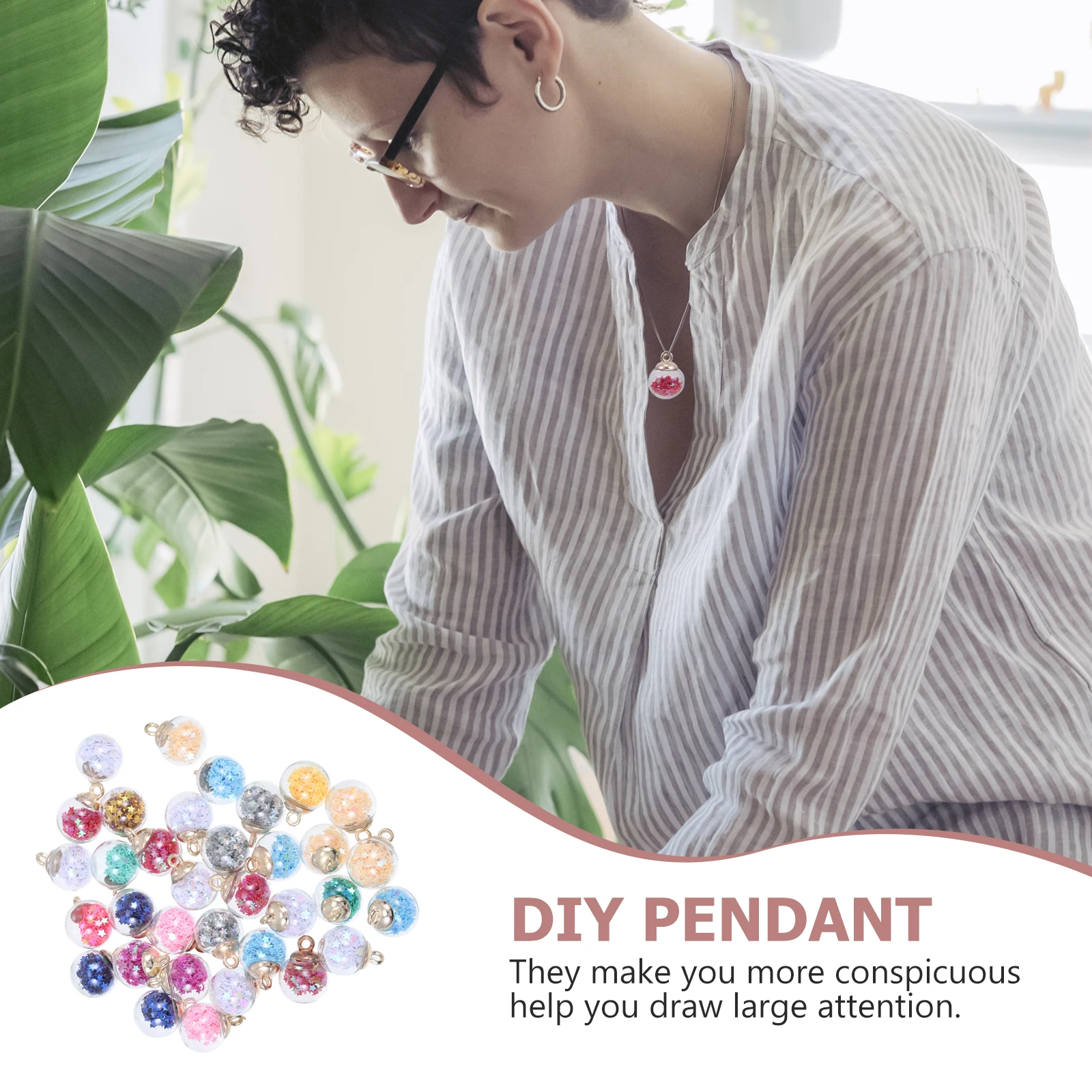 

100pcs Glass Ball Pendants Jewelry Making Charms DIY Hanging Earrings Accessories for Necklaces Bracelets Phone Decor