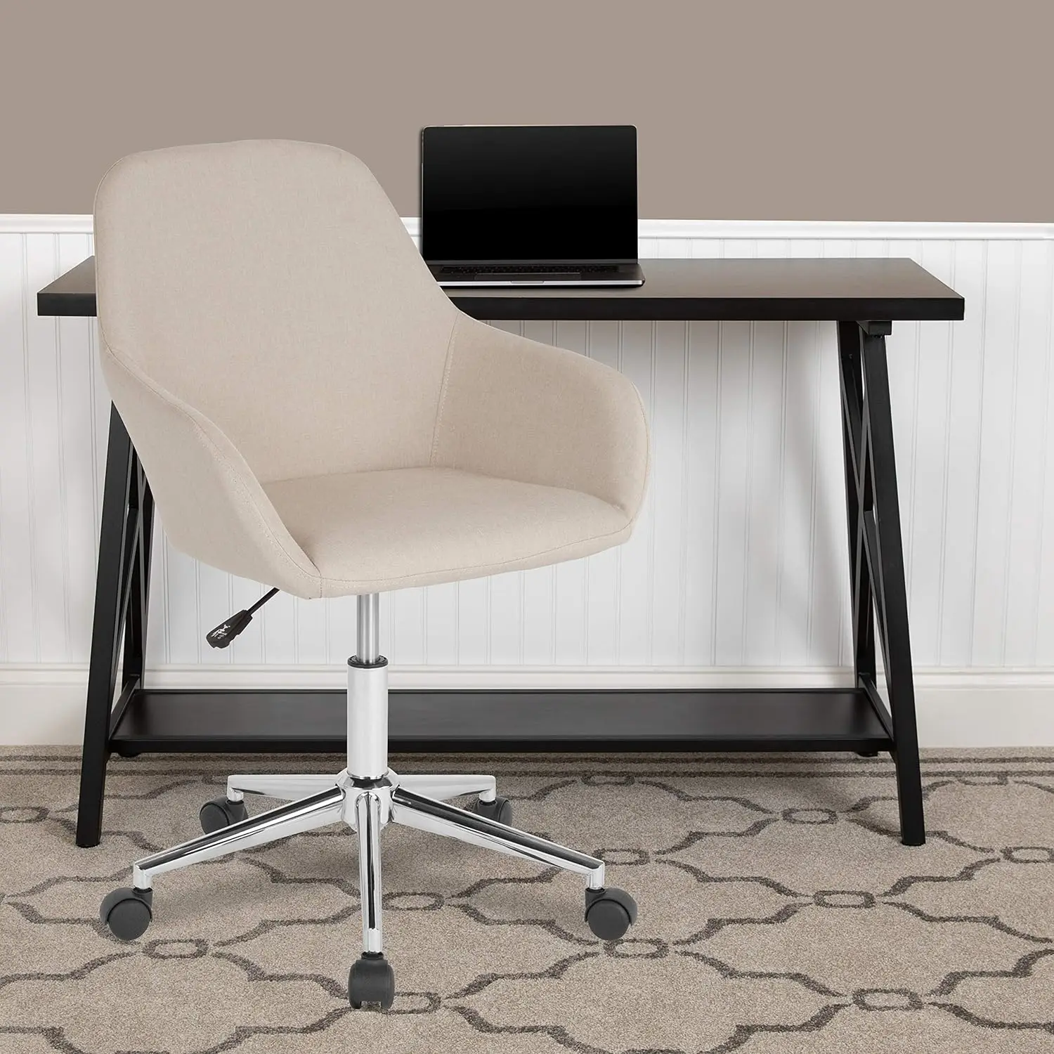 Removable Mid Back Roller Chair for Home Office Use, Adjustable Height