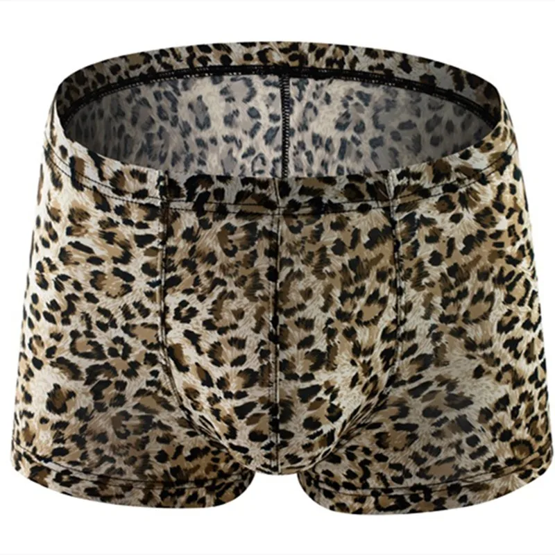 Bóxer de piel de serpiente para hombre, ropa interior transpirable con bolsa convexa en U, bragas de leopardo, Cueca, M-XXL