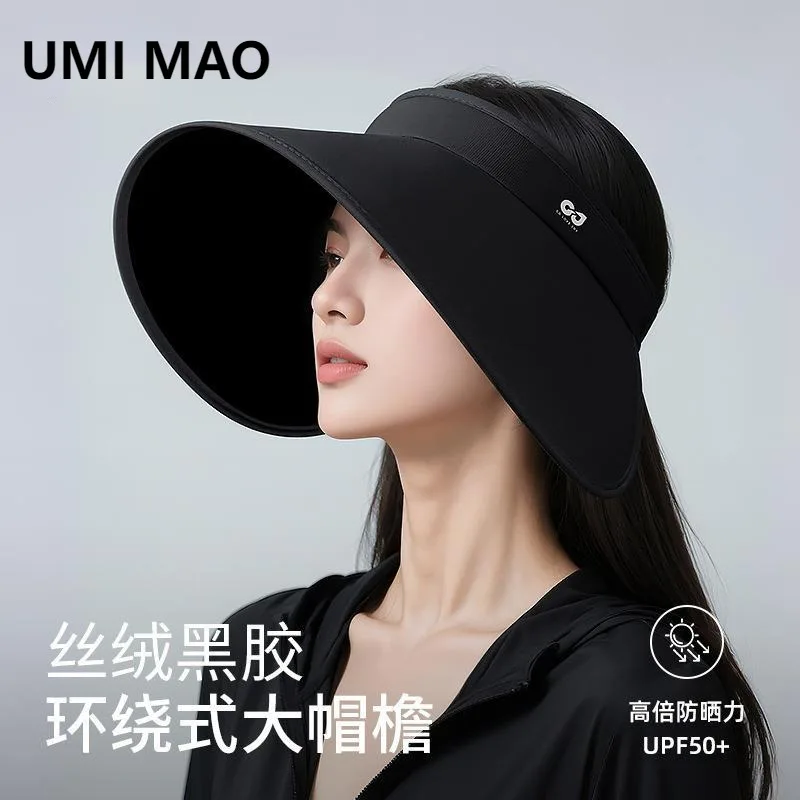 

UMI MAO Summer Wrap-around Wide Brim Sun Hat Women Outdoor Visor Hat UV Protection Sun Hat Large Head Circumference Cap Y2K