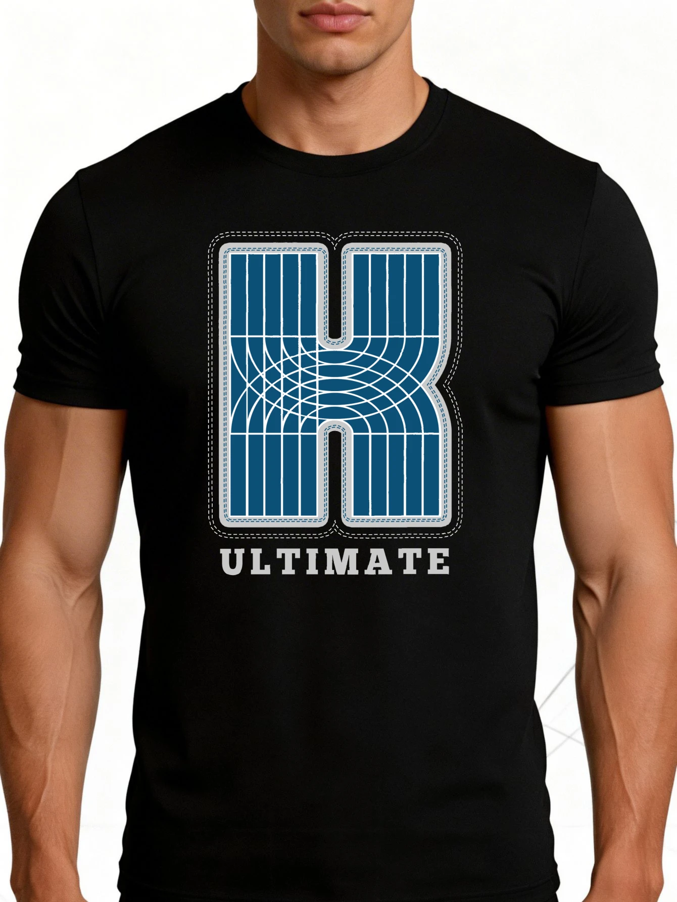 Men's Plain Graphic T-Shirt - Breathable, Soft, Lightweight - K Graphic Ultimate Design Blue - Vintage Fun Graphic Casual Short Sleeve Summer Top, Gift for Him