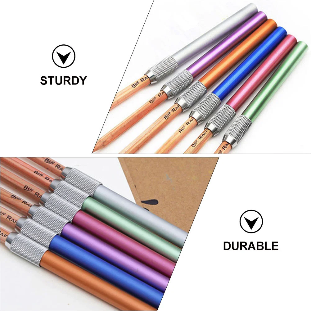 8 Pcs Color Pencil Lengthener Extender Pens for Wax Stainless Steel Extension Pencils