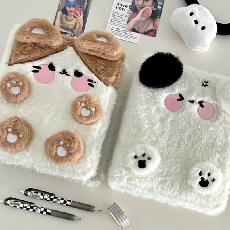 photo card holder kpop binder A5 Photocard with 30 Pack 4-Pocket Pages, 6 Ring A5 Binder Card Collector Album with 240 Card Slots,PU Leather Binder Cover with Magnetic Buckle Closure for Organizing Trading The album comes with a plastic bear pendant New Kawaii Fluffy Cat Kpop