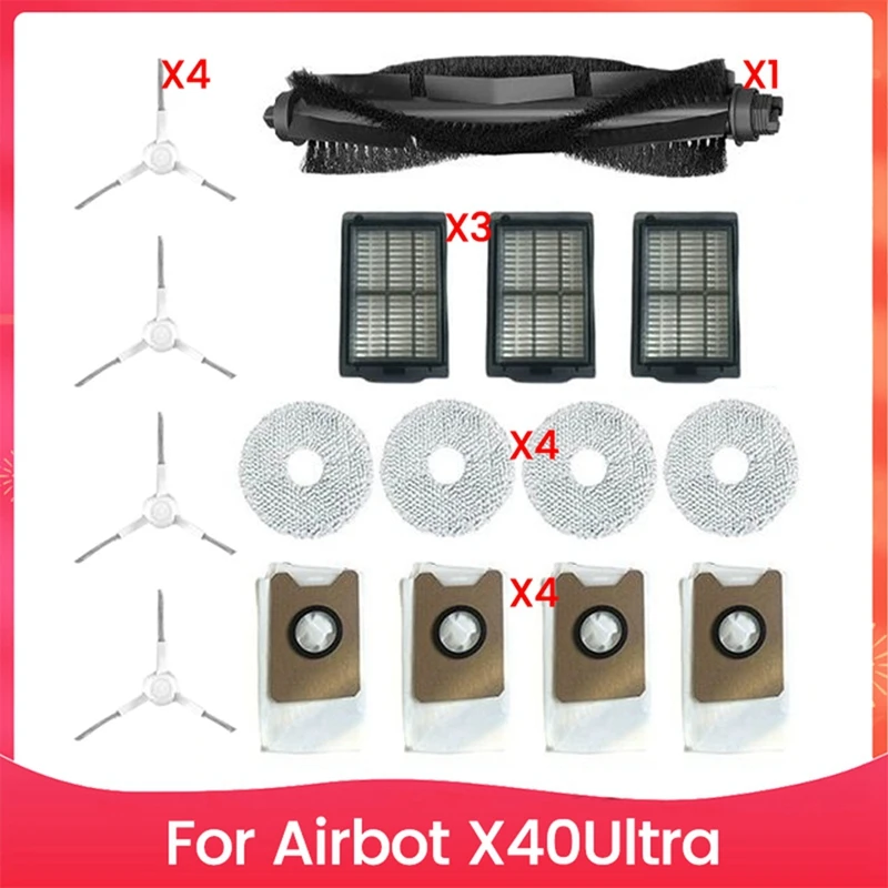 18 шт., щетка, фильтр, мешок для пыли и комплект ткани для швабры для Airbot X40 Ultra, аксессуары для пылесоса, запасные части