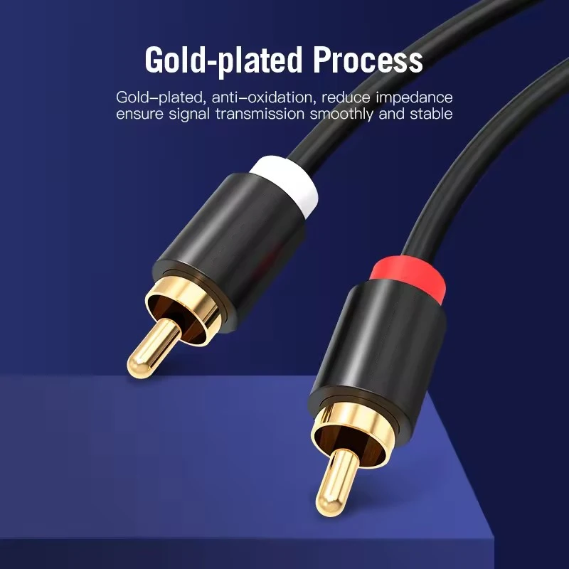 المزدوج كابل RCA HIFI ستيريو 2 RCA إلى 2 RCA ذكر إلى ذكر Aux سلك الصوت ل HDTV المسرح المنزلي DVD مكبر للصوت RCA كابلات مطلية بالذهب