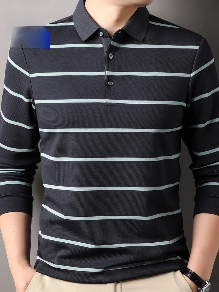 

Lormen Men's Long Sve irt Comfortable Striped Color Woven Spring Autumn New Sle Versatile Busin Casual Top