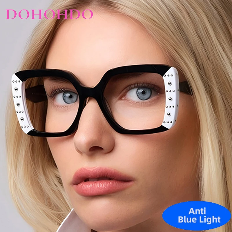 

Fashion Brand Design Trendy Classic Square Blue Light Blocking Glasses Women Men Optical Spectacle Protection Computer Eyeglass