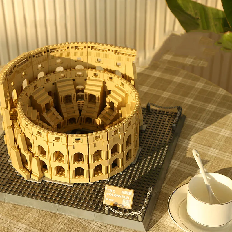 Kreatywny Świata Sławna Architektura Koloseum Rzym Włochy Klocki Budowlane Amphitheatrum Flavium Model z Cegieł Zabawki Konstrukcyjne