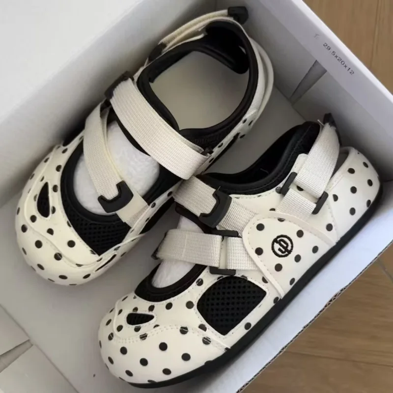 Women's Sneakers Summer New Style High-value Design Classic Polka Dot Casual Shoes Velcro Breathable Versatile Student Sandals