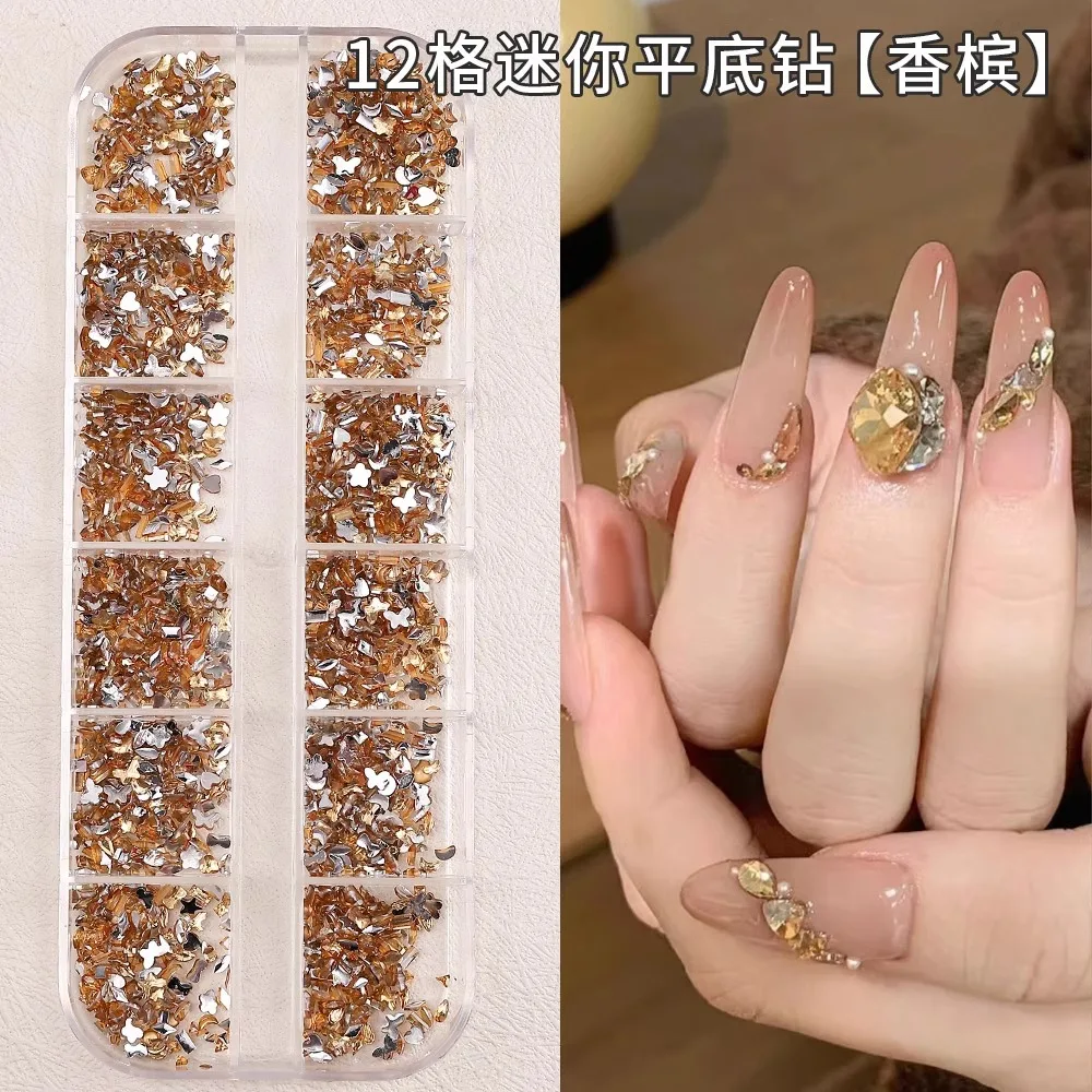 2025 جديد ملحقات الأظافر مختلط أعلى الراتنج مسطحة القاع غير النظامية الماس صغيرة صغيرة الاكريليك مسمار الماس الملحقات لتقوم بها بنفسك #4