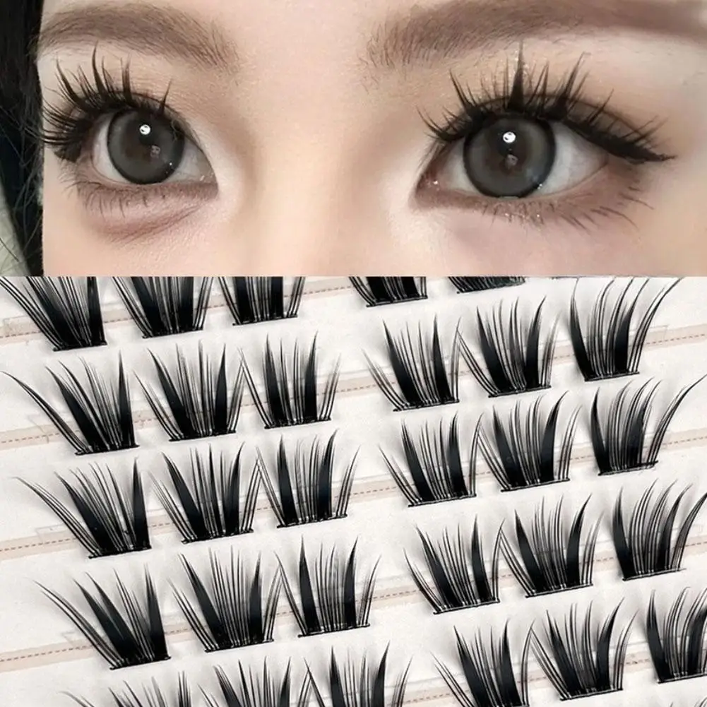 Neue falsche Wimpern im chinesischen Stil, kein Kleber erforderlich, wiederverwendbar, DIY-Einzelwimpern, natürliche, dicke, flauschige Manga-Wimpern