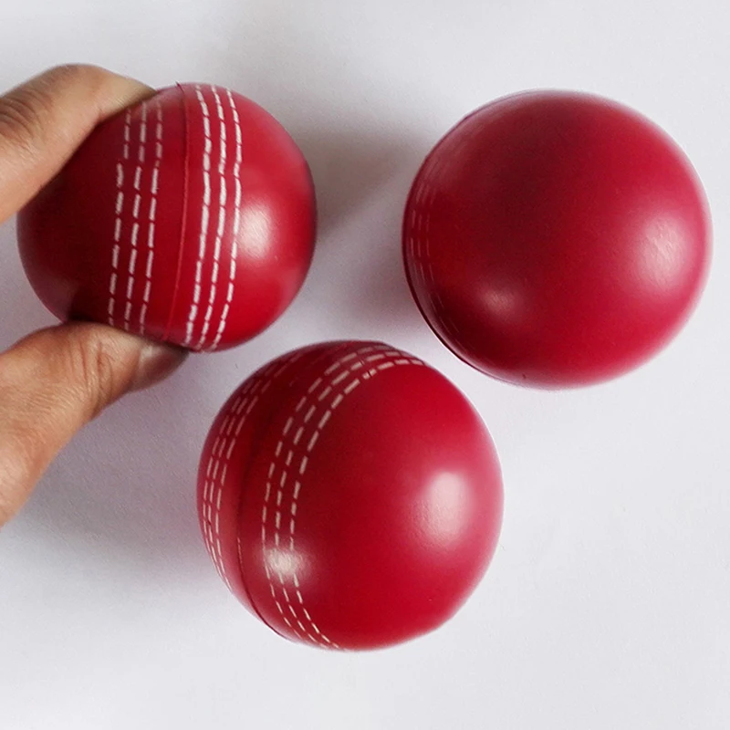 1pc Cricket Ball 6.3CM PU Ball Cricket Shape Foam Filled Stress Relief Squeeze Ball Elastic Anti Anxiety Toy for Hand Exercise
