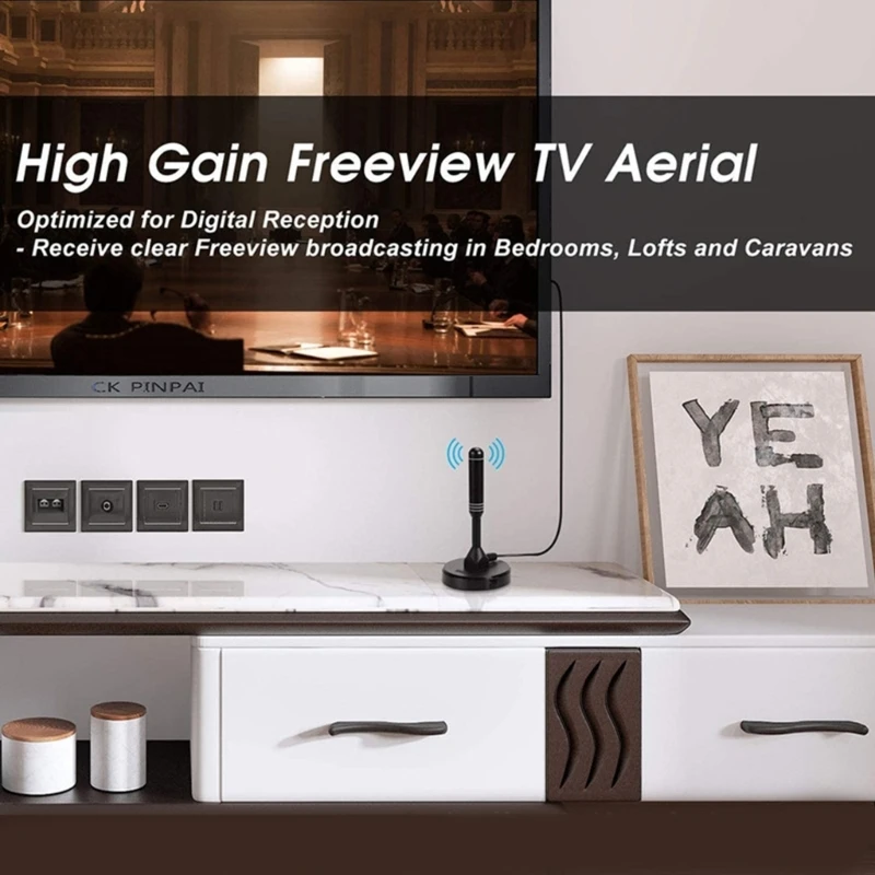 High Indoor Antenna Thin Lightweight Digital HDTV Antenna for Crystal Clear Reception, 4K 1080P VHF UHF Freeview