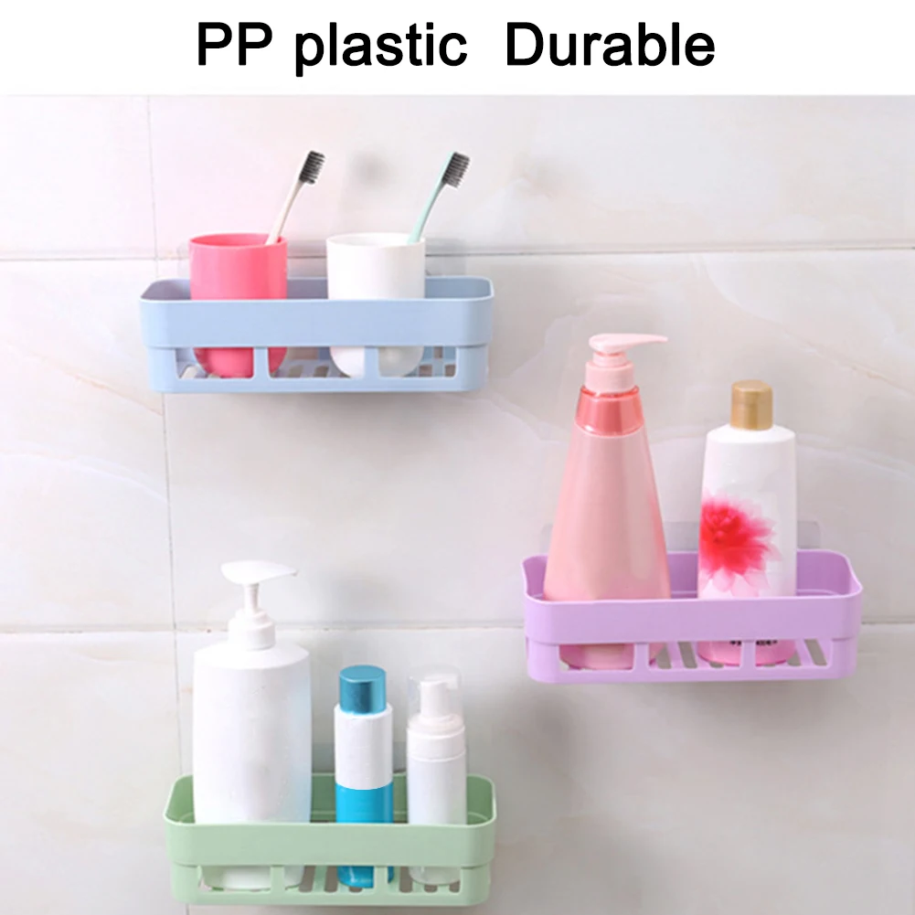 1Piece Bathroom Shower Caddy Wall-Mounted Storage Rack Self-adhesive Shampoo Stoage Shelf For Home Bathroom Organization