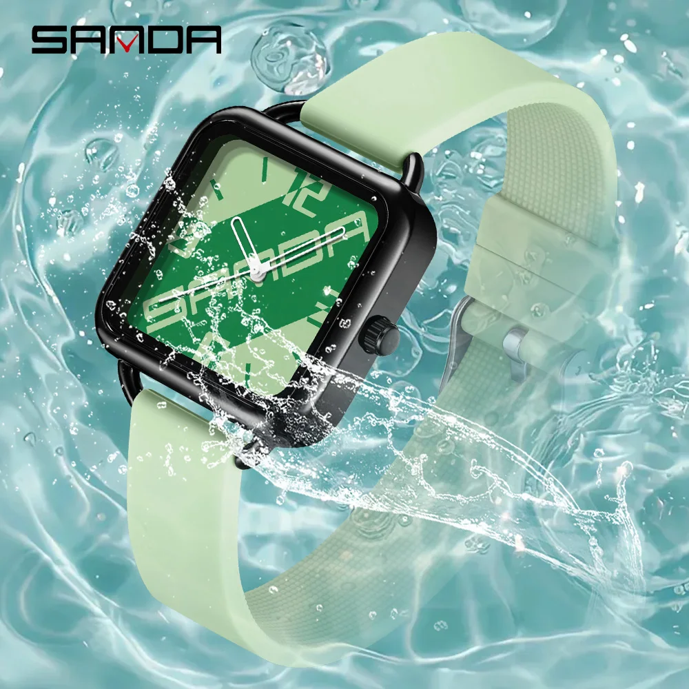 SANDA 3261 Student Quartz Watch Colorful Leisure Waterproof Creative Square Dial Fashion Men's and Women's Quartz Watch Gift