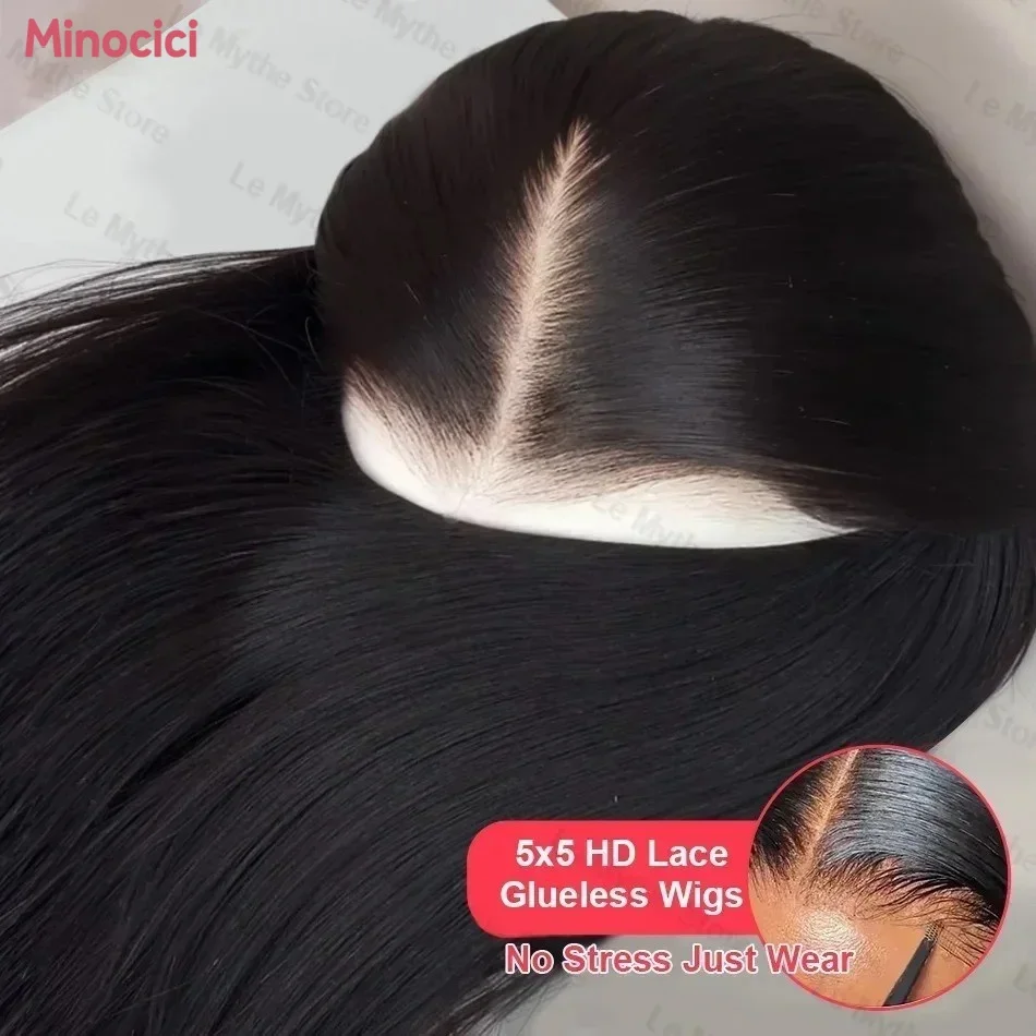 Bone Straight Human Hair Wigs Glueless Human Hair 5x5 HD Lace Closure Wig 13x6 Lace Frontal Wig 13x4 Hd Lace Wig Natural Black 220 Density 40 Inch