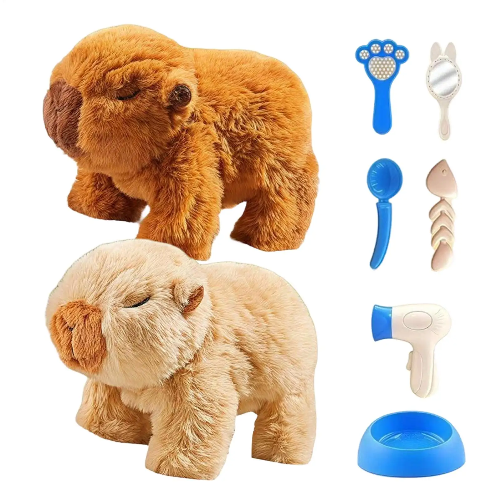 Elektronische knuffel huisdier realistische rustgevende wandelcapibara voor kinderen jongens meisjes kleuters kinderen slaapkamerdecoratie