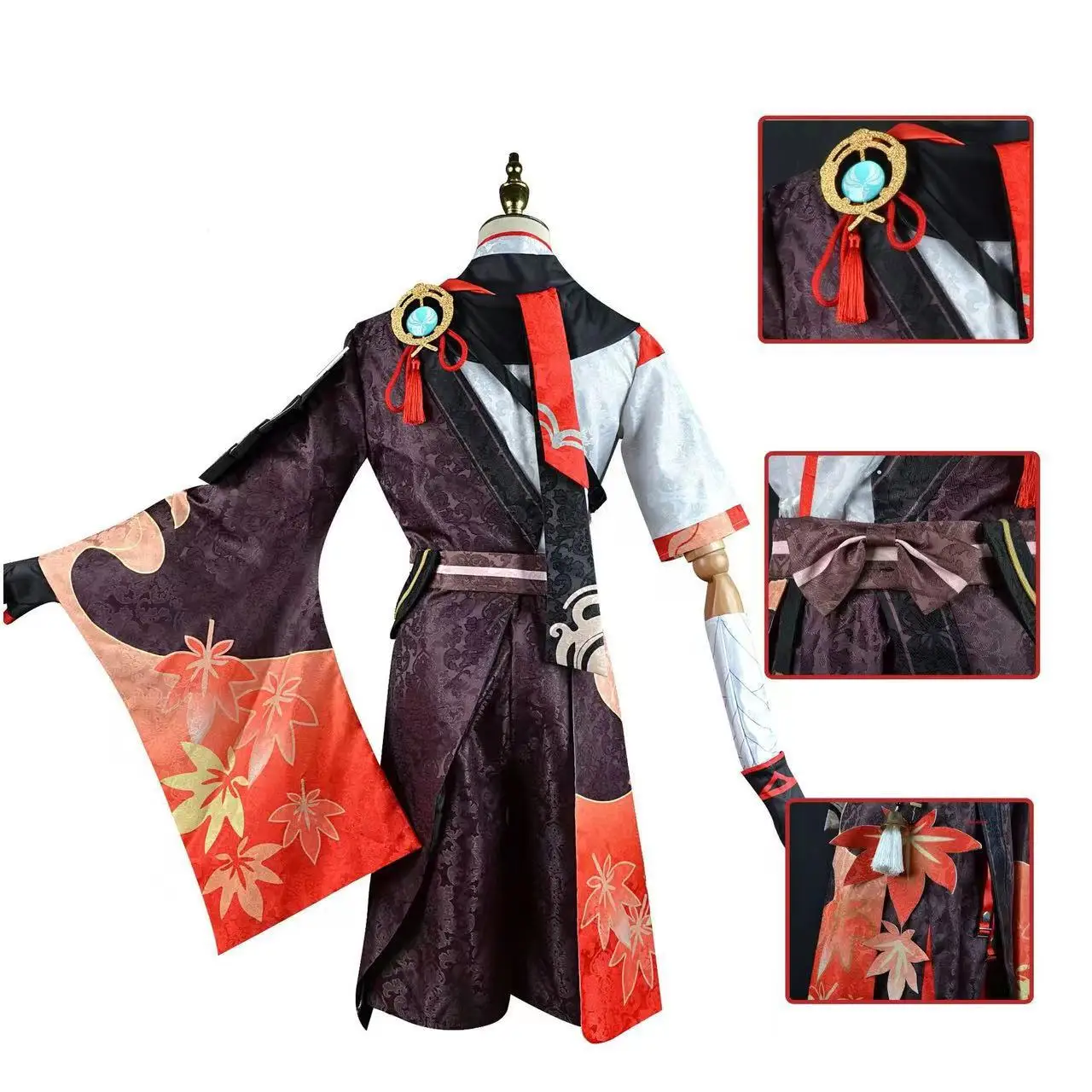 Disfraz de juego Genshin Impact Kaedehara Kazuha para hombres adultos, traje de batalla, uniforme, peluca, zapatos, conjunto completo, traje de fiesta de Halloween