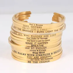 Golden 304 Stainless Steel Cuff Bangle Plain Rod Bracelet Diy Engraving Bracelet Jewelry Making Accessories Bangle For Women Man