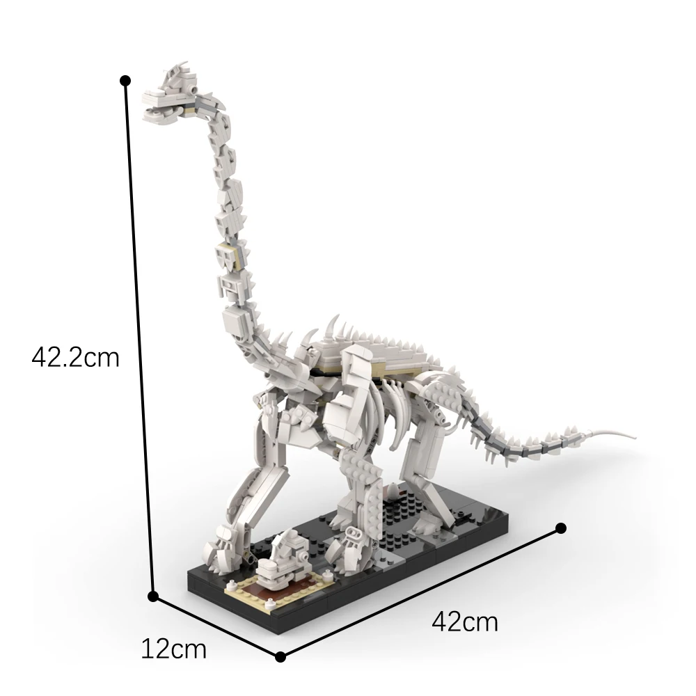 MOC Ideas Jurassiced Dinosaur Skeleton Fossil Giraffatitan Tyrannosaurus Rex 21320 Building Blocks Display Model Toys Gift