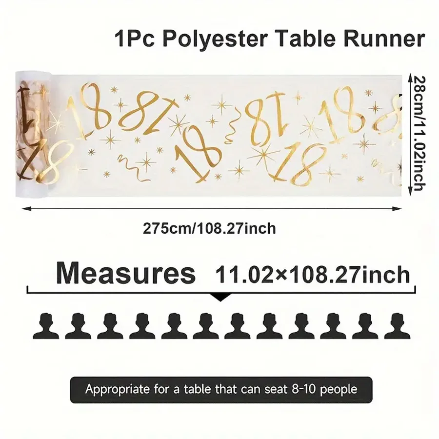 1pc Nordic Style 18-80 Birthday Gold Tissue Gilding Table Runner Suitable for Birthday Party Celebration Table Runner Products