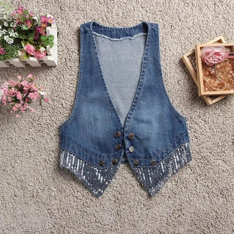 

New Women's Denim Vest Coat 2026 Spring Autumn Korean Version Sleeveless Ladies Cowboy Vest Loose Lady Cardigan Waistcoat