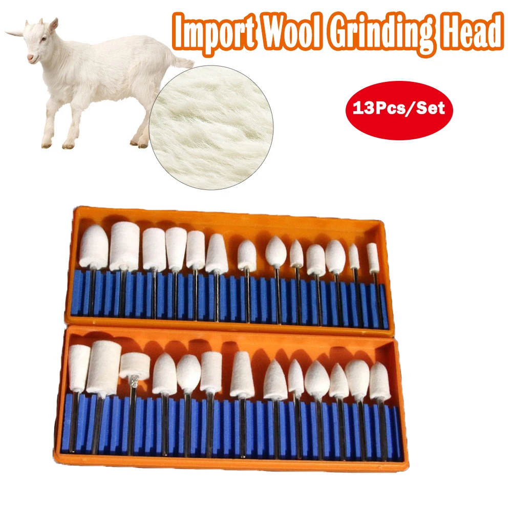 

13pcs 2.35mm/3mm Shank Diameter Import Wool Grinding Head Professional Nail Drill Bit Nails Polishing Tools