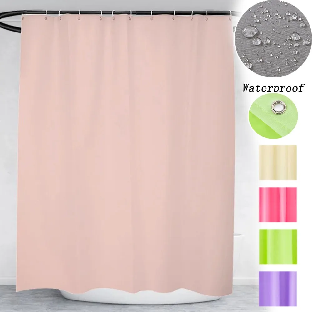 

8 Colors PEVA Pure Color Modern Simple Plain Waterproof Mildew Resistant Shower Curtain with Hooks Home Shower Curtain Set 1PC