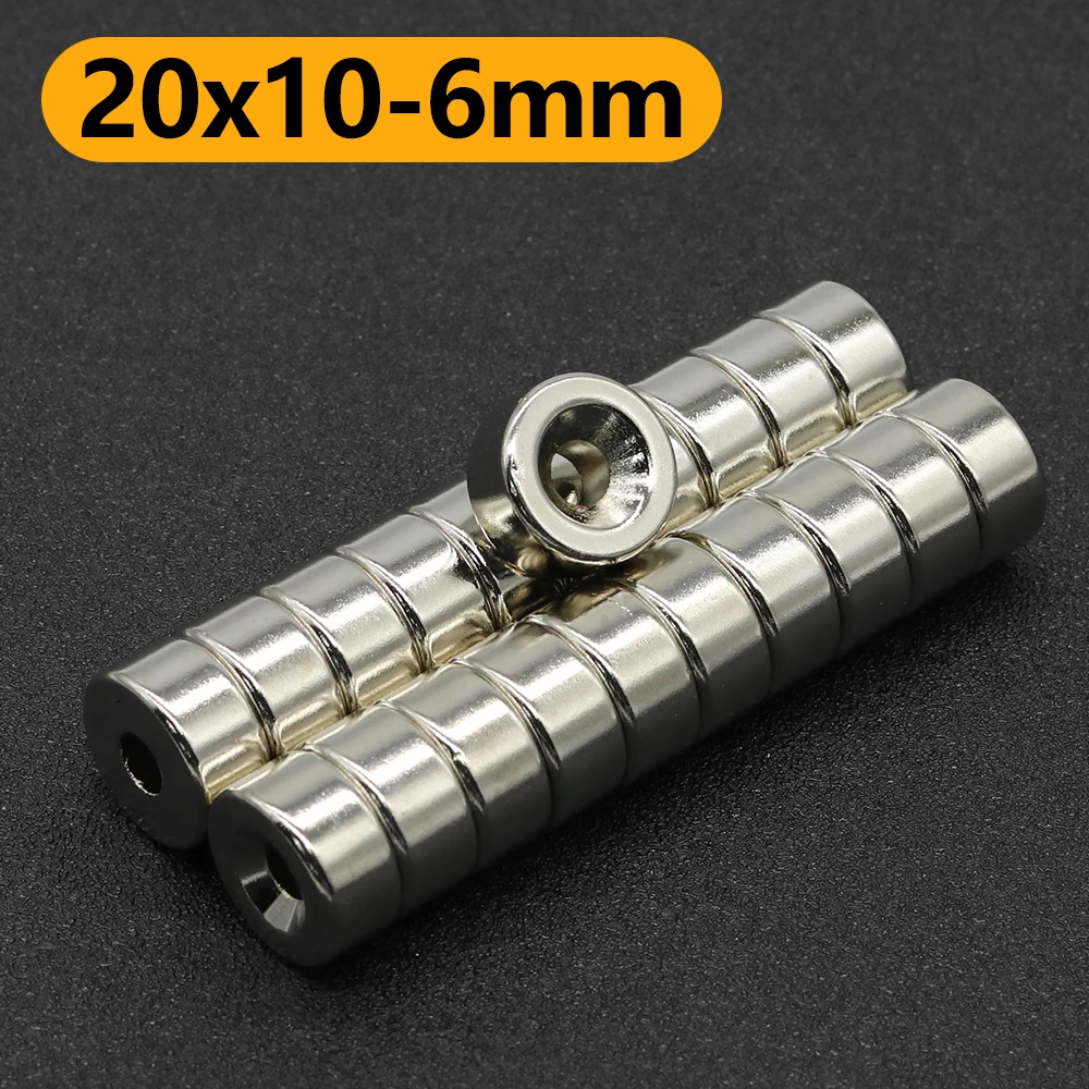 20x10-6mm N35 Round Disc Neodymium Magnet NdFeB Permanent Magnet with Countersunk Screw Hole for DIY Industrial Mounting