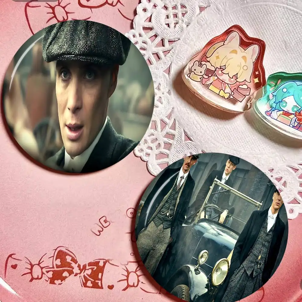 Movie P-Peaky B-Blinders Creative Pins Funny Round Snap-in Brooch Badge Backpack Hat Accessories Jewelry Gifts for Friend