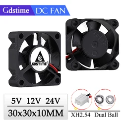 2 Pcs Gdstime DC 5V 12V 24V 3cm 30x30x10mm 30mm Two Ball bearing Cooling Fan 30mmx10mm 3010 Mini 3D Printer Brushless Cooler Fan