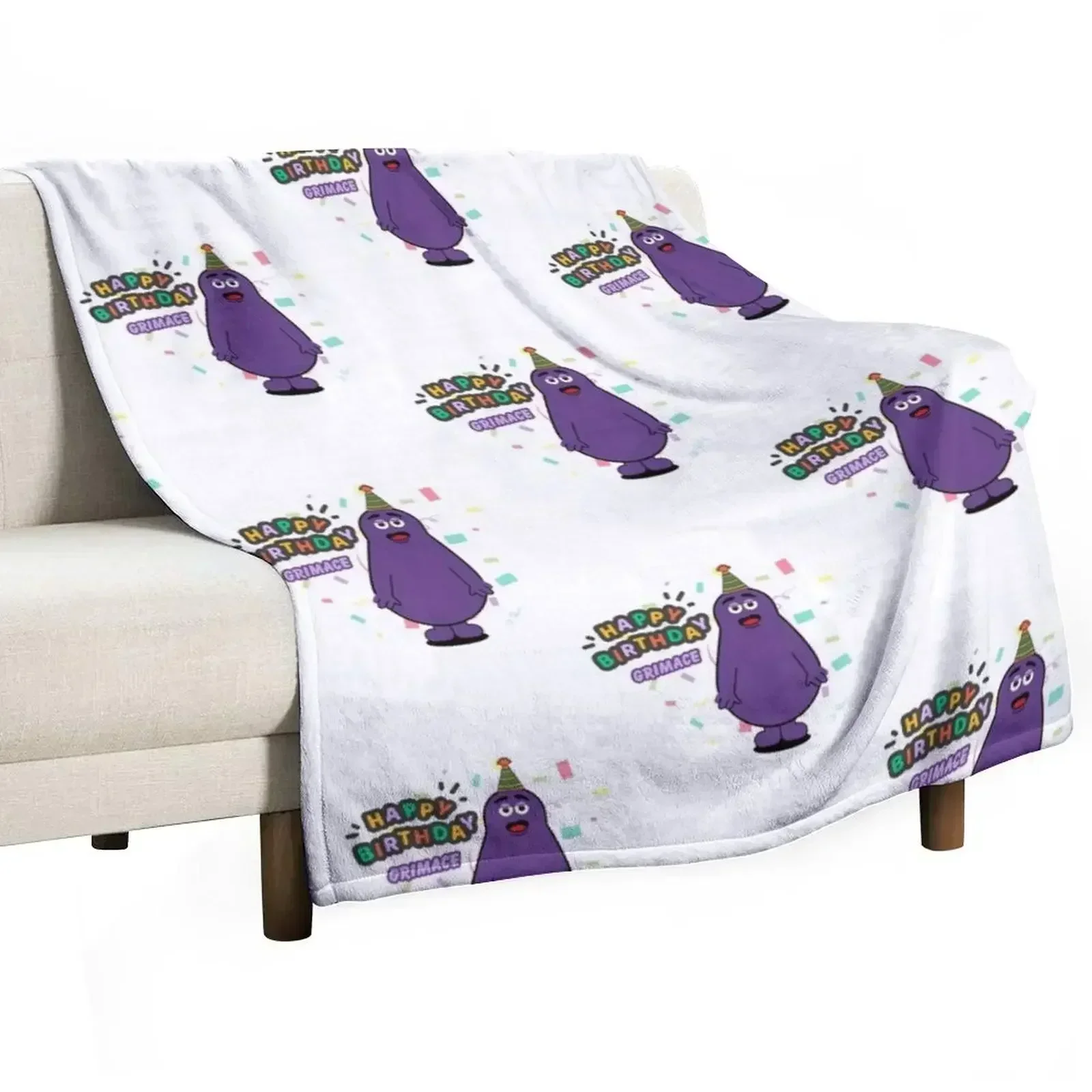 

happy birthday grimace Throw Blanket Soft Beds Sofa Quilt cosplay anime Bed Fashionable Blankets