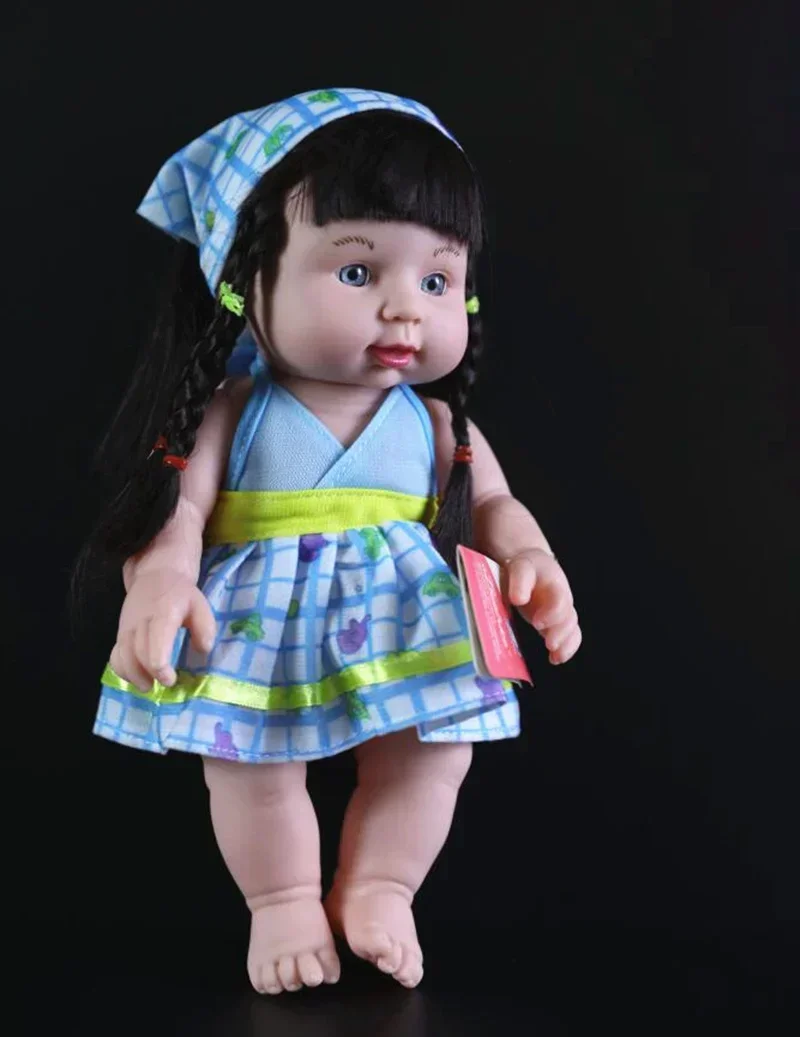 [Engraçado] muito fofo 30cm olhos azuis bandana saia menina boneca reborn bebê bonecas recém-nascidas modelo figuras crianças presente da menina