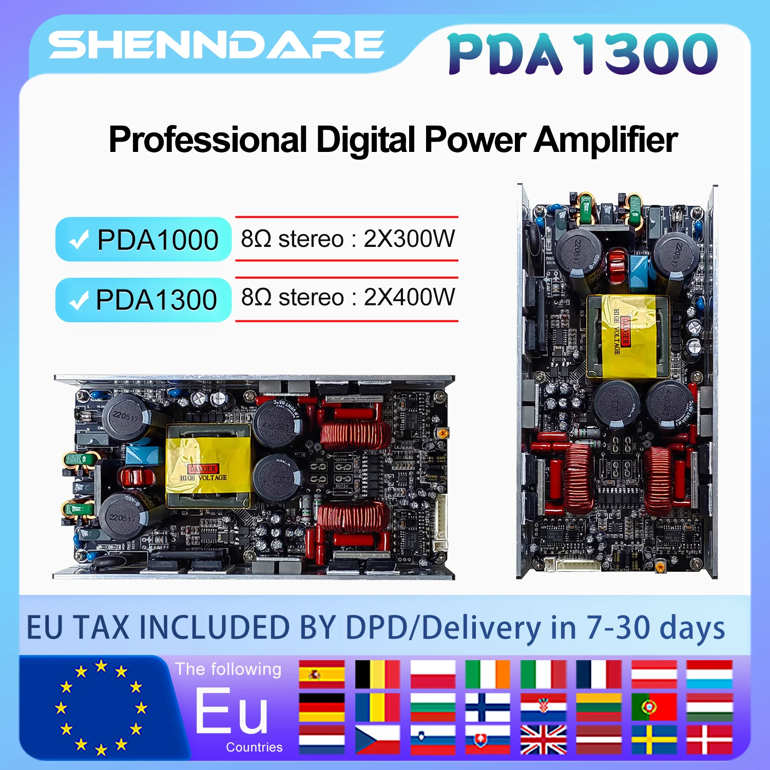 ShennDare PDA1000 Speaker Amplifier Module 2 Channel 2x300W 8ohm Professional DJ Subwoofer Amplifier Board 4x500W 4OHM Preamp