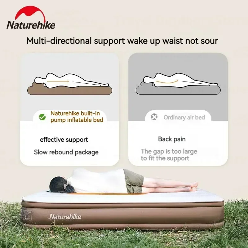 Naturehike Self-inflating Sleeping Mats Camping Air Mat 200x150 Air Bed Outdoor 2 Persons Inflatable Mattress with Electric Pump