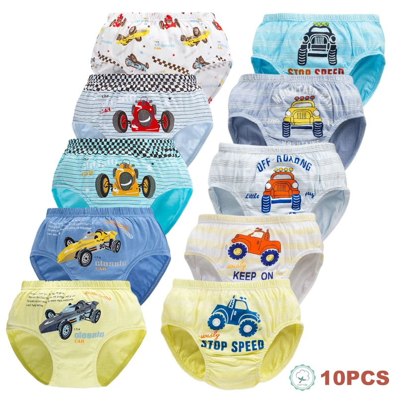 5/10Pcs Children Underwear Cotton Briefs For Boys Off-road Vehicle Cool Racing Car Pattern Soft Breathable Triangle Knickers